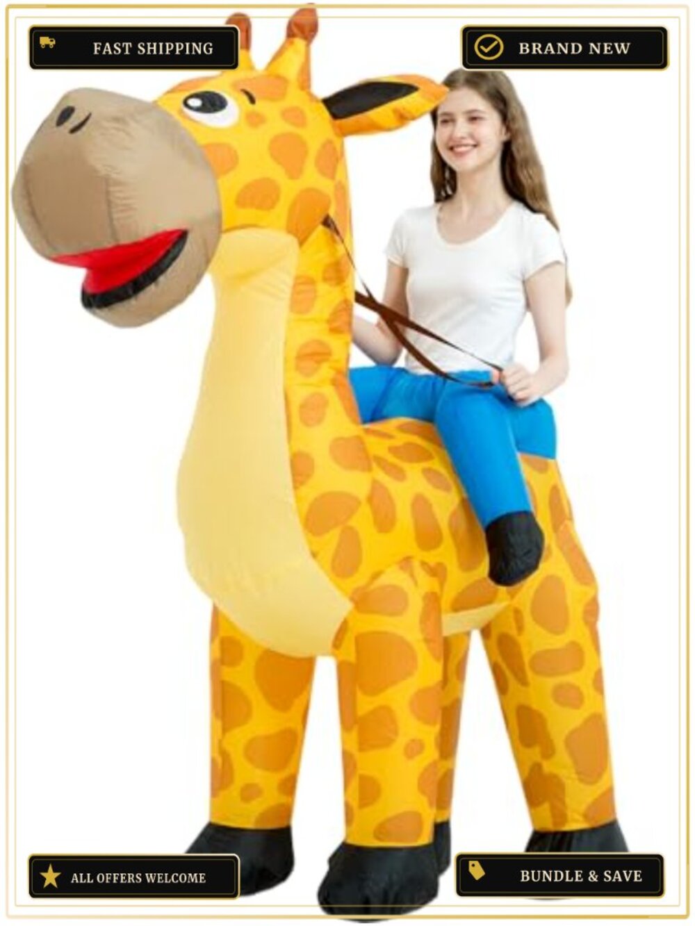 Inflatable Giraffe Costume Adult Blow Up Animal Suit Halloween